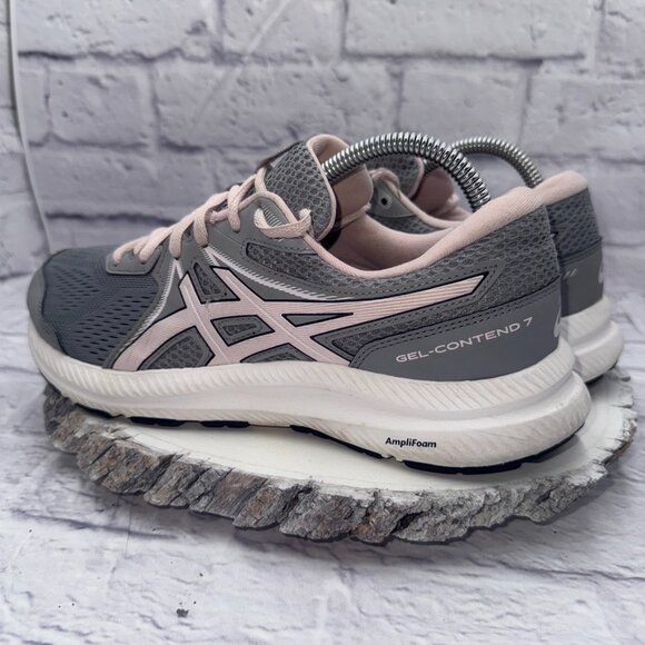 Asics Womens Gel-Contend 7 Athletic Running Shoes Gray Pink Sneakers Sz 10 Wide - Picture 2 of 10